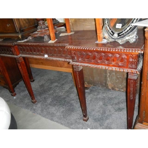 1131 - A long mahogany hall table, COLLECT ONLY.