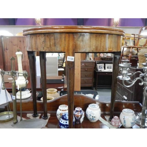 1138 - A Victorian mahogany fold over table, COLLECT ONLY.