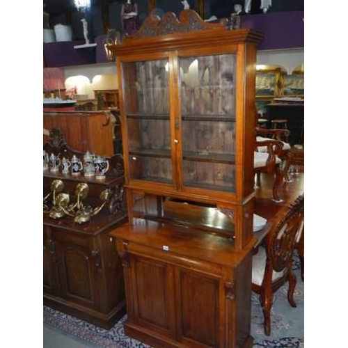 1146 - A good early 20th century mahogany glazed top book case, COLLECT ONLY.