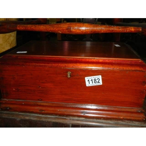 1182 - An old mahogany box. COLLECT ONLY.