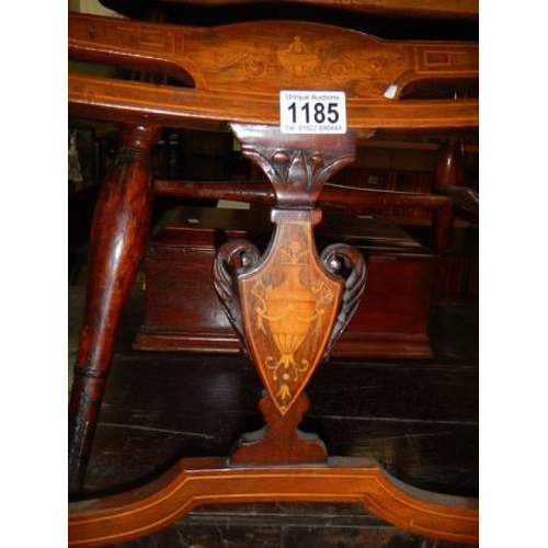 1185 - An Edwardian mahogany inlaid nursing chair, COLLECT ONLY.