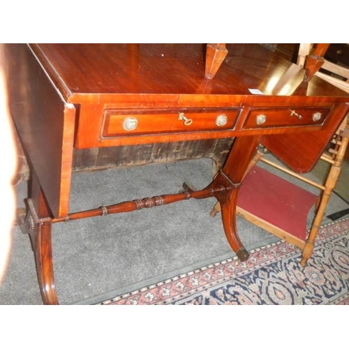 1186 - A good mahogany two drawer drop leaf hall table, COLLECT ONLY.