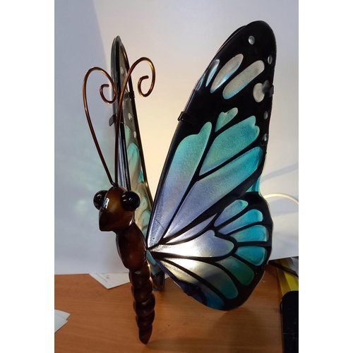 2491 - A Tiffany style glass butterfly lamp with box