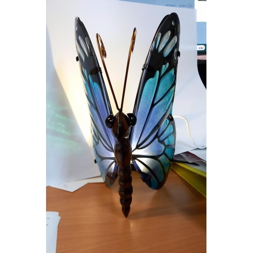 2491 - A Tiffany style glass butterfly lamp with box