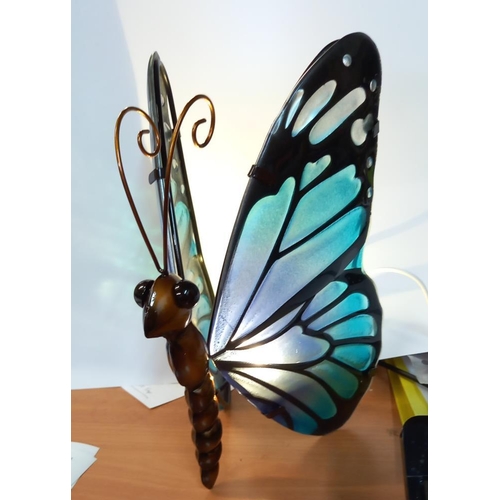 2491 - A Tiffany style glass butterfly lamp with box