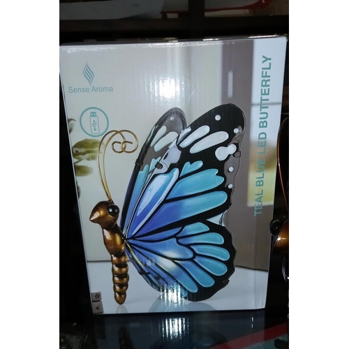 2491 - A Tiffany style glass butterfly lamp with box