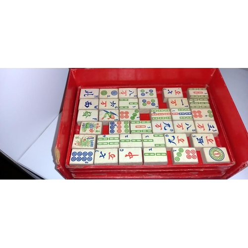 2506 - A vintage Chad Valley Mahjong set with wooden blocks