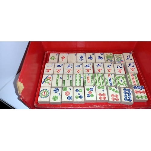 2506 - A vintage Chad Valley Mahjong set with wooden blocks