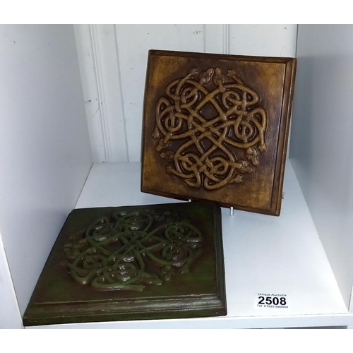 2508 - 2 Celtic symbol wooden plaques (21cm x 21cm x 2cm)