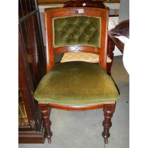 1119 - A single deep buttoned bedroom chair, COLLECT ONLY.