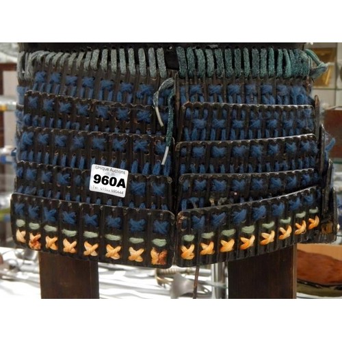 960A - A mid Eido Samurai composite armour comprising a Sujiba chi Kabuto and black lacquered Mempo detacha... 