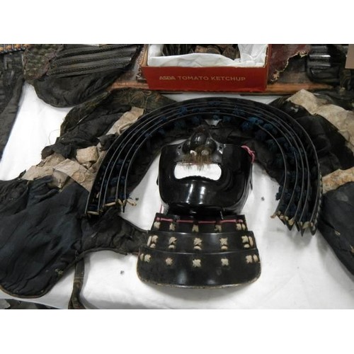 960A - A mid Eido Samurai composite armour comprising a Sujiba chi Kabuto and black lacquered Mempo detacha... 