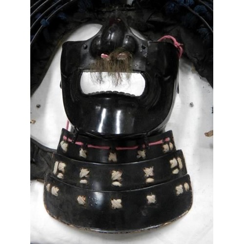 960A - A mid Eido Samurai composite armour comprising a Sujiba chi Kabuto and black lacquered Mempo detacha... 