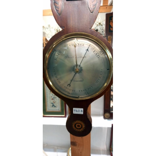 960B - A good inlaid banjo barometer marked 'Moretti J Abutte' (length 99cm) COLLECT ONLY