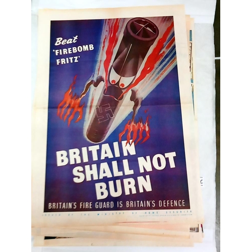 960C - A collection of 15 posters which are printed on newspaper type paper relating to WW2.