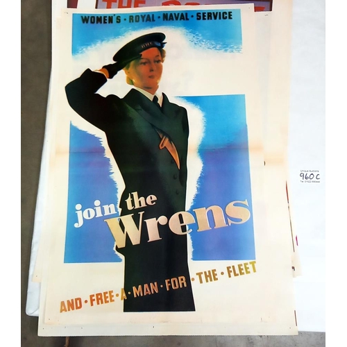 960C - A collection of 15 posters which are printed on newspaper type paper relating to WW2.