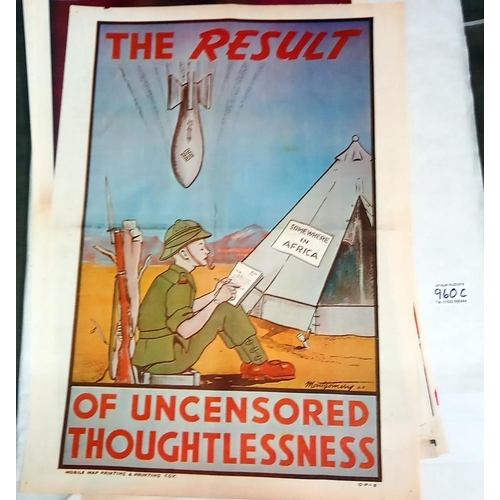 960C - A collection of 15 posters which are printed on newspaper type paper relating to WW2.