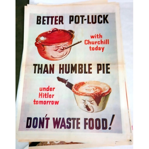 960C - A collection of 15 posters which are printed on newspaper type paper relating to WW2.