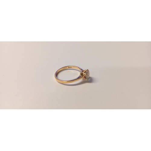 124 - A gold stamped 585/14ct gold white stone set ring, size K half, 1.7 grams.