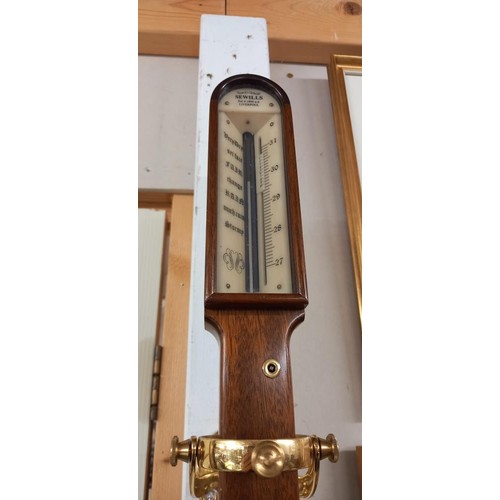 821 - A Sewills Liverpool mahogany and brass marine ships stick barometer, COLLECT ONLY.