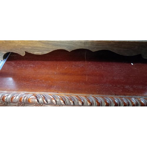 1131 - A long mahogany hall table, COLLECT ONLY.