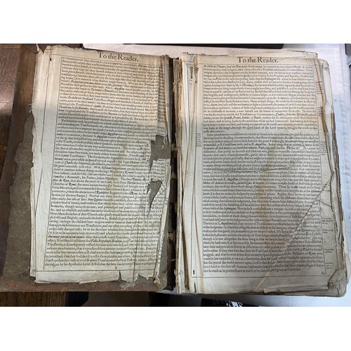 523 - An early 18th century Bible, some pages need attention but in fair condition for age.