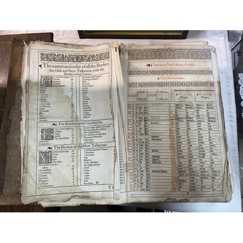 523 - An early 18th century Bible, some pages need attention but in fair condition for age.