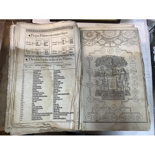 523 - An early 18th century Bible, some pages need attention but in fair condition for age.