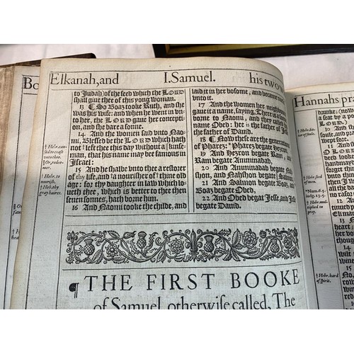 523 - An early 18th century Bible, some pages need attention but in fair condition for age.