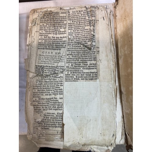 523 - An early 18th century Bible, some pages need attention but in fair condition for age.