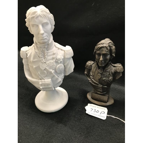 730P - 3 Nelson Busts, including Parian style and Bronze Effect