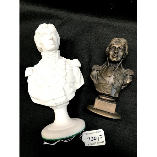 730P - 3 Nelson Busts, including Parian style and Bronze Effect