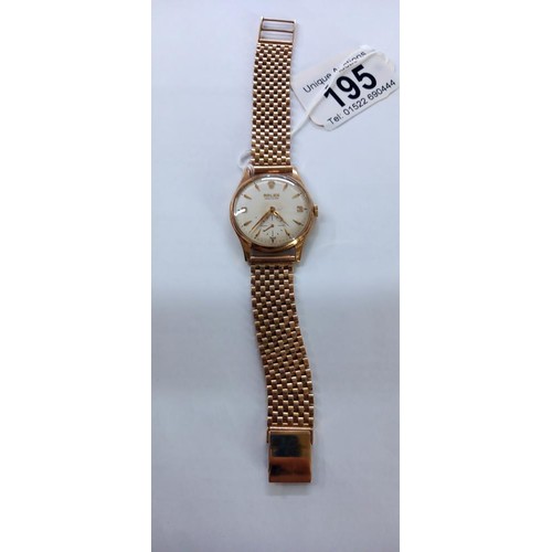 195 - A 1950's 9ct gold Rolex Precision wrist watch with 9ct gold bracelet and spare ling (42.9 grams), in... 