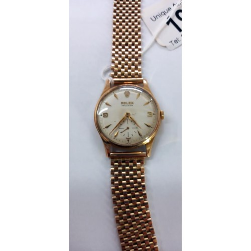 195 - A 1950's 9ct gold Rolex Precision wrist watch with 9ct gold bracelet and spare ling (42.9 grams), in... 