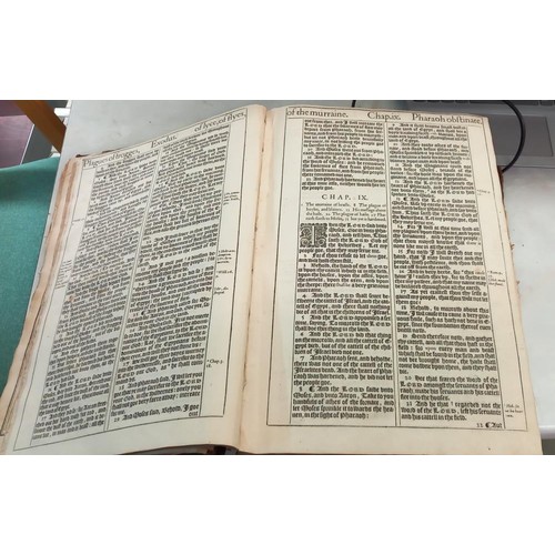 523 - An early 18th century Bible, some pages need attention but in fair condition for age.