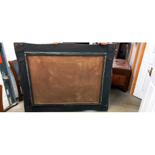 758 - A gilt framed oil on canvas painting of a horse with jockey, unsigned (frame a./f) frame 117 x 144 c... 