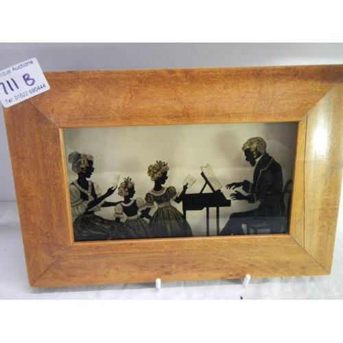 711D - Victorian silhouette painting in frame