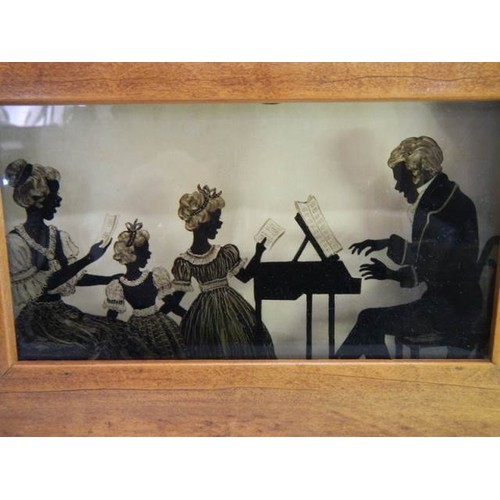 711D - Victorian silhouette painting in frame