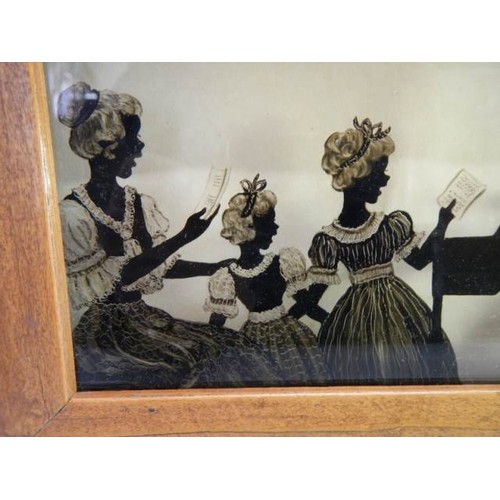 711D - Victorian silhouette painting in frame