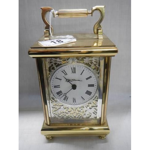 18 - A good quality brass carriage clock.