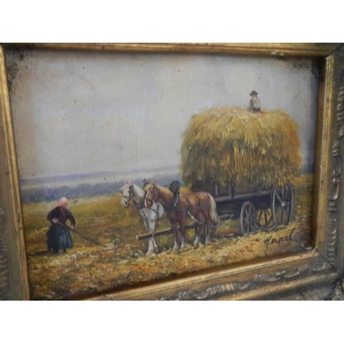 30 - A gilt framed hay making scene.