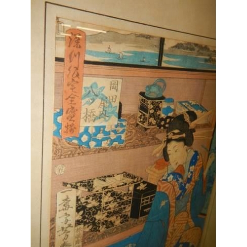 45 - A pair of framed and glazed signed Japanese paintings, COLLECT ONLY.