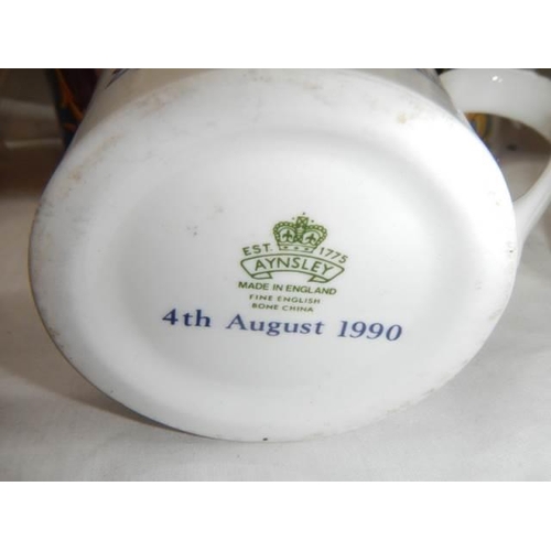 6 - Eleven Aynsley commemorative China mugs.