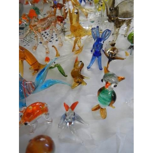 101 - A collection of coloured glass animals, COLLECT ONLY.