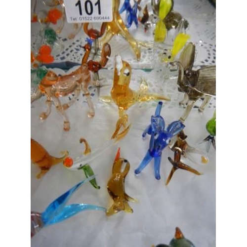 101 - A collection of coloured glass animals, COLLECT ONLY.