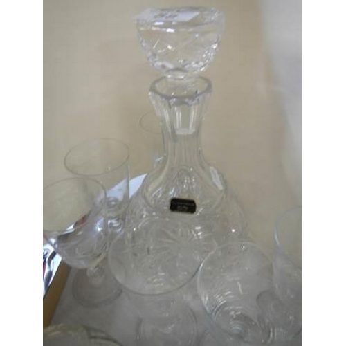 58 - Two glass decanters, a scent bottle and a quantity of glasses, COLLECT ONLY.