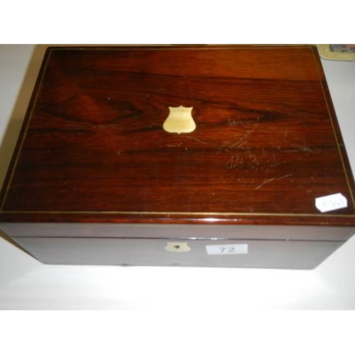 72 - A mahogany writing box.