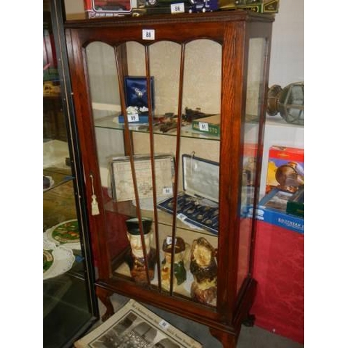 88 - A good quality oak display cabinet, COLLECT ONLY.