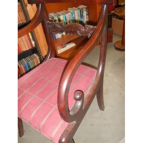 126 - A good quality mahogany elbow chair, COLLECT ONLY.