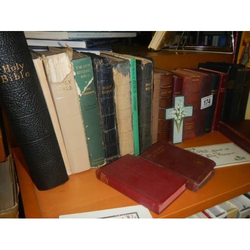 174 - A quantity of religious books including Bibles.